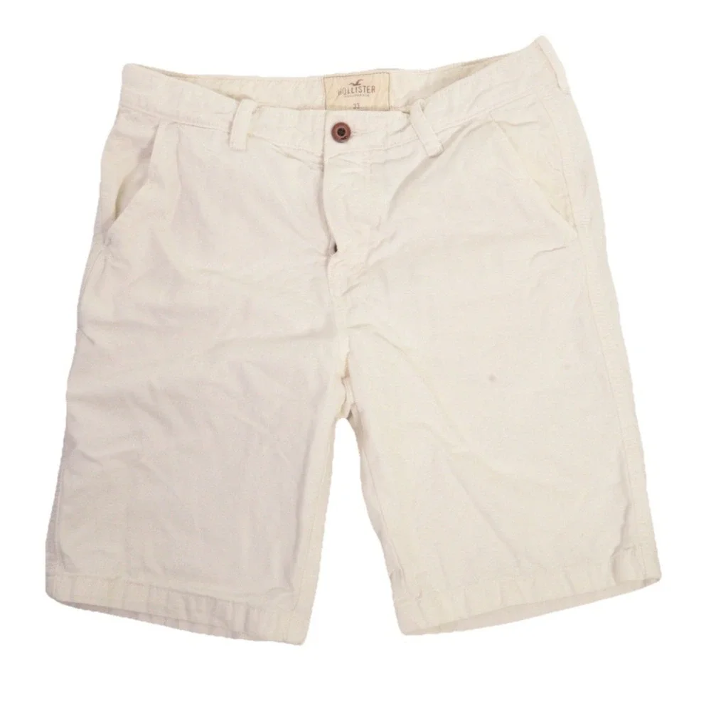 Vintage Hollister Shorts Mens 33 White Canvas Button Fly Chino Bermuda 9